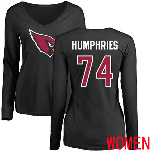 Arizona Cardinals Black Women D.J. Humphries Name And Number Logo NFL Football #74 Long Sleeve T Shirt->women nfl jersey->Women Jersey